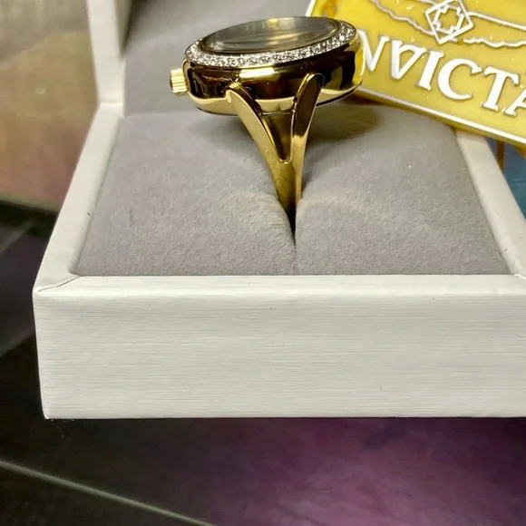 Invicta Women's Ring Watch Mini Angel Lady Gold Tone - Picture 4 of 7